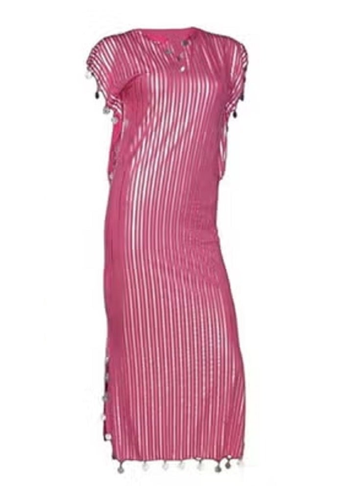 جلابية شرقية نانسي ليكرا فوشيا فى فضي - Image 1
