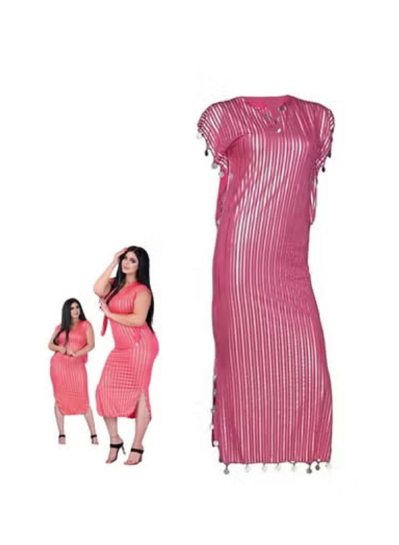 جلابية شرقية نانسي ليكرا فوشيا فى فضي - Image 2