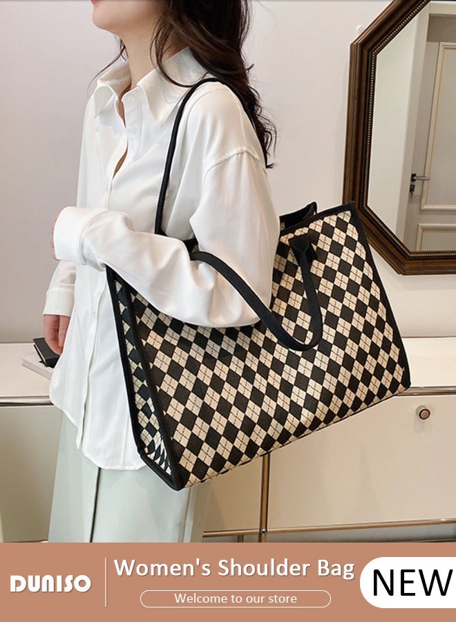 DUNISO Women's Shoulder Tote Bag Faux Leather Handbag for Women Large Capacity Messenger Bag, Fashionable Travel Shoulder Bag for Ladies Girls College Students - Image 1