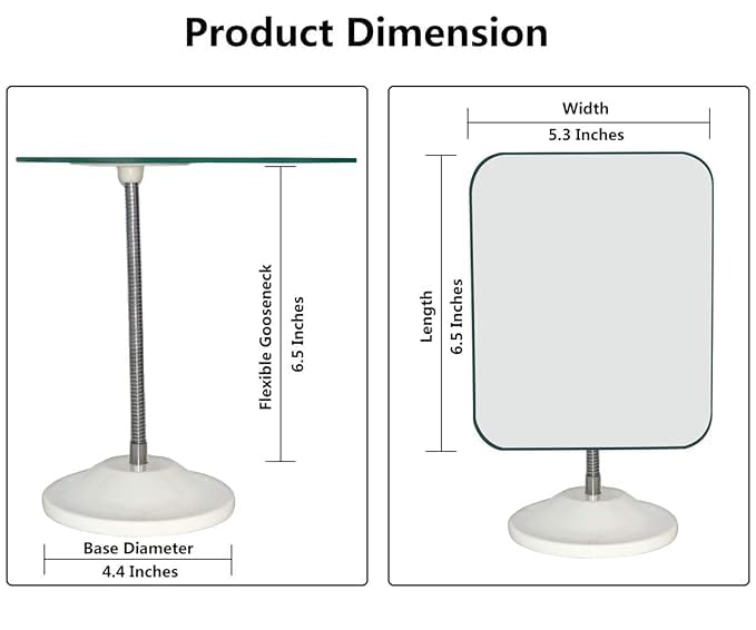 SHOPECOM Round Dish Makeup Mirror 360 Rotation Cosmetic Mirror with Stand for Outdoor Travel Vanity Portable Makeup Desk Countertop Mirror Beauty Tool Stand Shower Shaving Mirror Square - Image 2