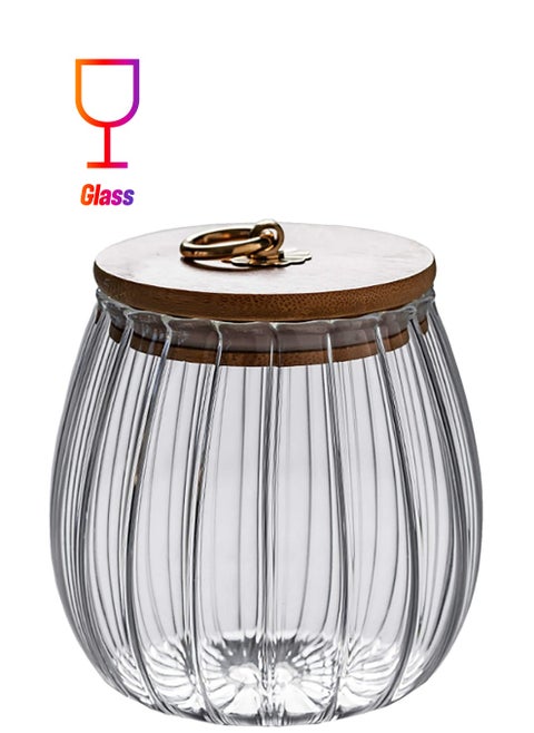 Airtight Glass Canister for Coffee and Nuts with Bamboo Lid and Metal Handle 700ml Storage Jar