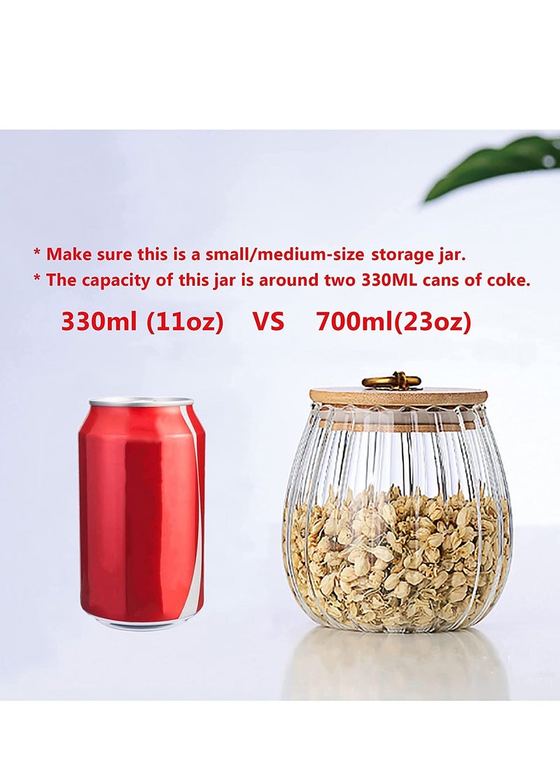 Airtight Glass Canister for Coffee and Nuts with Bamboo Lid and Metal Handle 700ml Storage Jar