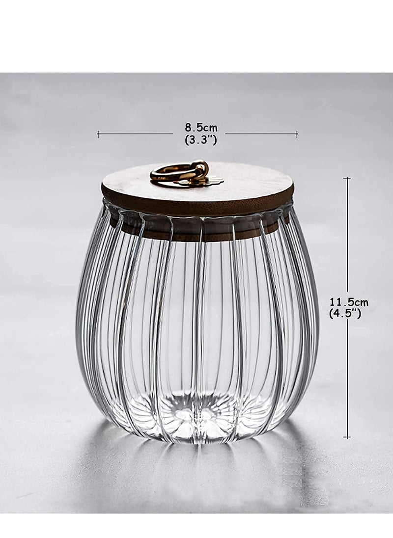 Airtight Glass Canister for Coffee and Nuts with Bamboo Lid and Metal Handle 700ml Storage Jar