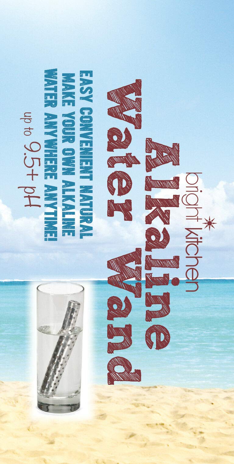 Alkaline Water Stick Wand Naturally Raise pH 9.5 Adds Tourmaline, Maifan, Muyu, Far Infrared Stone Reduces ORP Bright Kitchen Reusable Portable Make Your Own Mineral Water 100 gallons (Alkaline Wand)