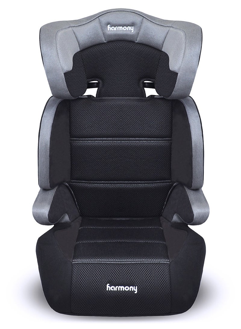 Harmony Dreamtime Deluxe Comfort Booster Car Seat – Heather Grey | 2-in-1 High-Back & Backless | 40–110 lbs | Adjustable Headrest | 3-Across Seating - Image 1
