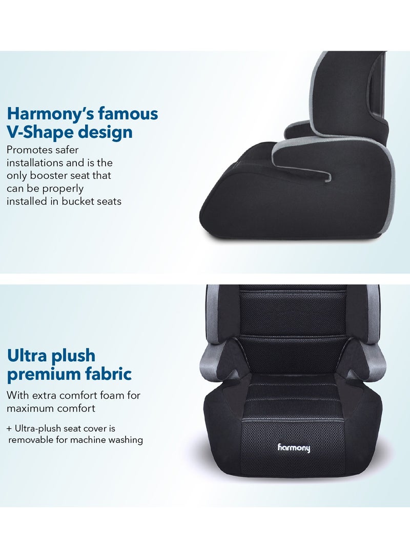 Harmony Dreamtime Deluxe Comfort Booster Car Seat – Heather Grey | 2-in-1 High-Back & Backless | 40–110 lbs | Adjustable Headrest | 3-Across Seating - Image 3