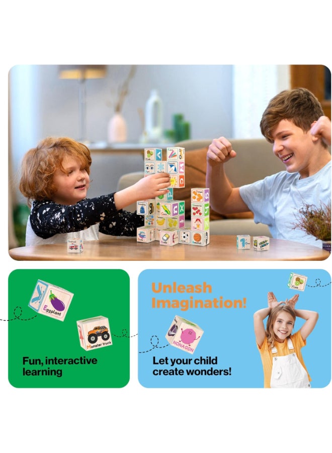 PicassoTiles Magnetic Cubes Magnet Building Block Sensory Activity Center 1" Puzzle Cube 216 Pattern Early Education Toy Letter Alphabet Number Shape STEAM Learning Blocks Boy Girl Toddlers 3+ Montessori 36 pieces - Image 5