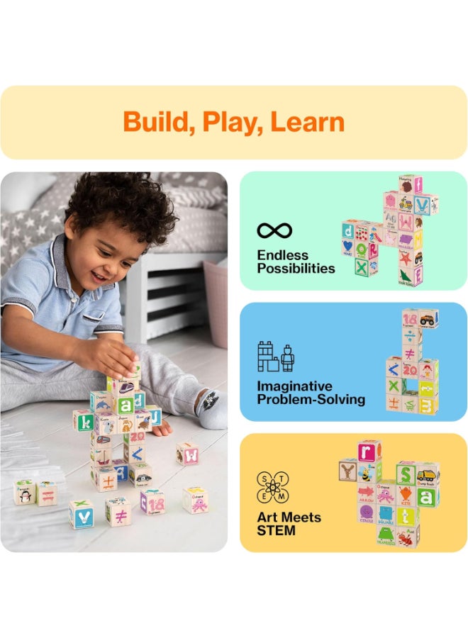 PicassoTiles Magnetic Cubes Magnet Building Block Sensory Activity Center 1" Puzzle Cube 216 Pattern Early Education Toy Letter Alphabet Number Shape STEAM Learning Blocks Boy Girl Toddlers 3+ Montessori 36 pieces - Image 4