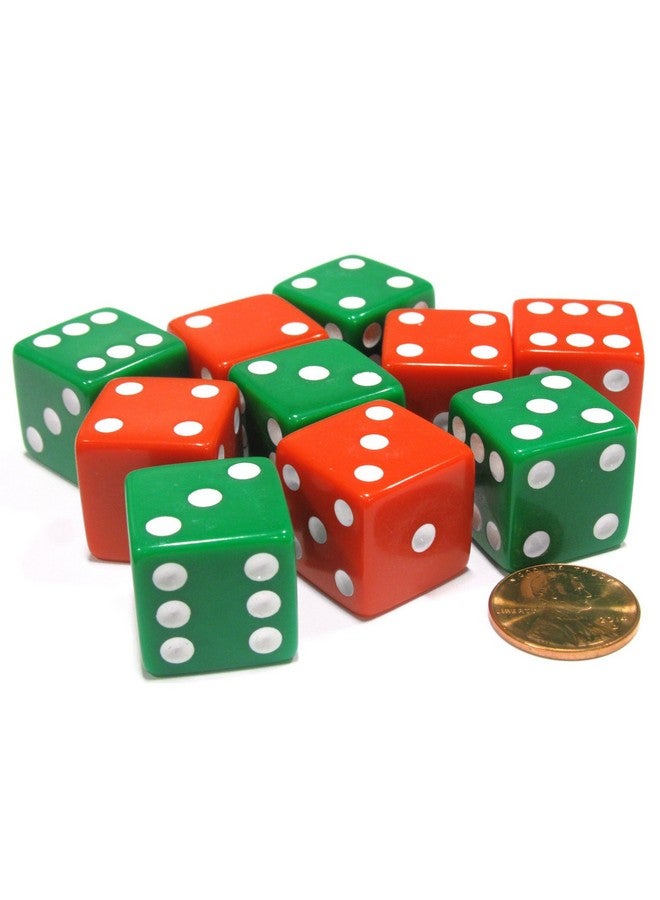 Koplow Games مجموعة كوبلو للألعاب من 10 نردات كبيرة سداسية الأوجه غير شفافة 19 مم D6 - ألوان عيد الميلاد 5 أخضر و 5 أحمر - Image 4