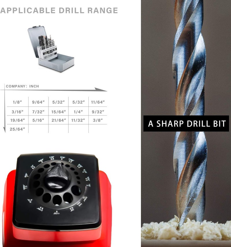 GOODSMANN Electric Drill Bit Sharpener, Heads 1/8" - 25/64", 1350 RPM/ 1700 RPM 9923-0110-01 - Image 3