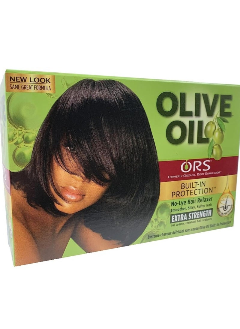 ORS ORS No-Lye Hair Relaxer Kit | With Olive Oil | Extra Strength, Built In Protection | For Coarse Resistant Hair Textures  - Image 1