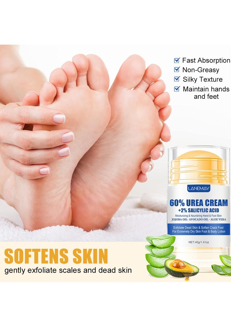 LANEMAY MULTIPLE EFFICACY Urea Cream 60 Percent for Feet Maximum Strength with 2% Salicylic Acid, Callus Remover, Dead Skin Exfoliation, Hand and Foot Cream for Dry Cracked Hands,Elbows, Feet, Heels, Knees - Image 2