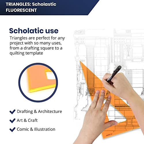 Pacific Arc's Scholastic Triangle - 8 inch - Fluorescent - 30/60 Angle - Polystyrene - Inking Edge - Technical Drawing Tools, Drafting, Architect and Engineering. - Image 4