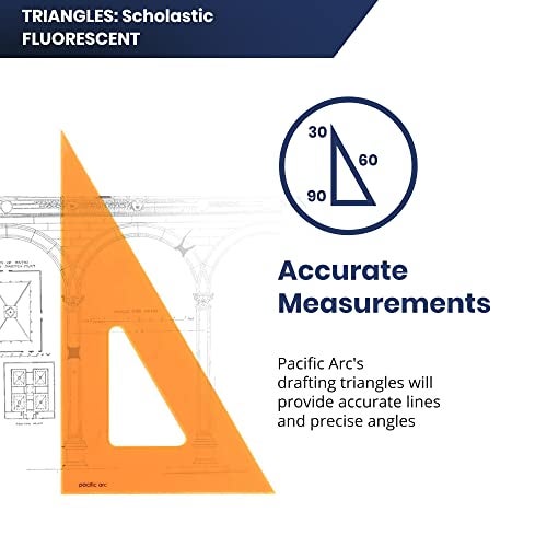 Pacific Arc's Scholastic Triangle - 8 inch - Fluorescent - 30/60 Angle - Polystyrene - Inking Edge - Technical Drawing Tools, Drafting, Architect and Engineering. - Image 2