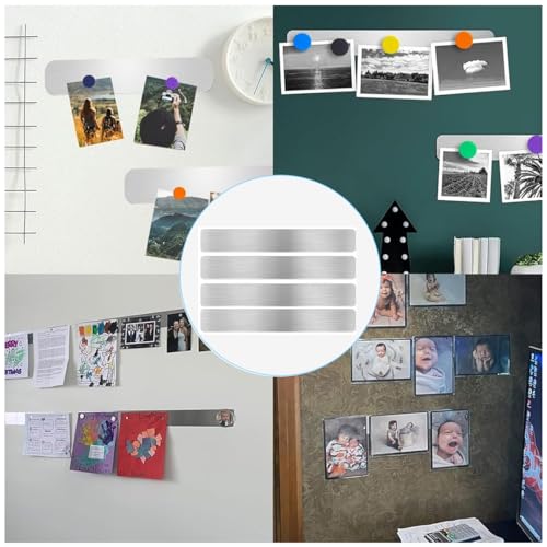 Climberty® 4 Pack Magnetic Stainless Memo Board Strip Message Board with 20 Pcs Color Magnets, Adhesive Backing Bulletin Bar Board for Office, Home, Photo Wall, Documents and Fridge (Silver) - Image 5