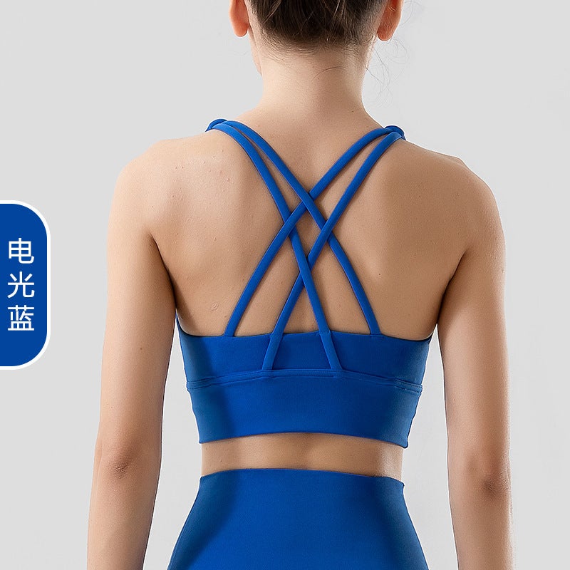 New Lulu Double-Sided Sanding Sports Underwear Cross Back Yoga Vest Gather Shockproof Cloud Feeling Fitness Bra - Image 4