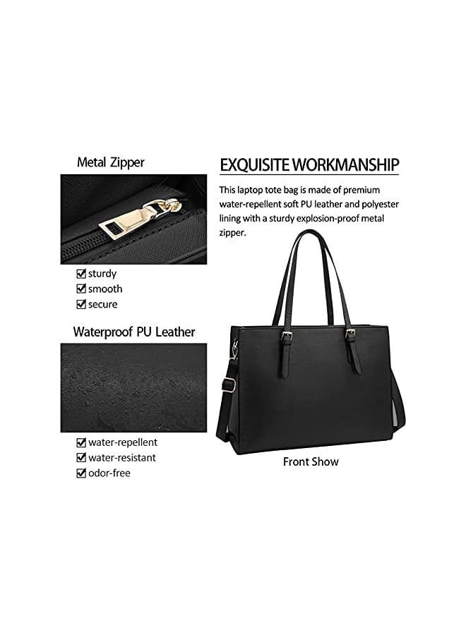 PROMASS Laptop Bag for Women Waterproof Lightweight Leather 15.6 Inch Computer Tote Bag Business Office Briefcase Large Capacity Handbag Shoulder Bag Professional Office Work Bag  - Image 2