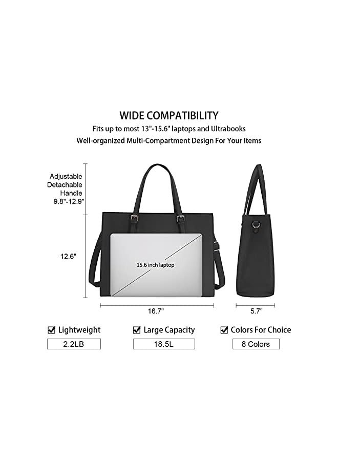 PROMASS Laptop Bag for Women Waterproof Lightweight Leather 15.6 Inch Computer Tote Bag Business Office Briefcase Large Capacity Handbag Shoulder Bag Professional Office Work Bag  - Image 3