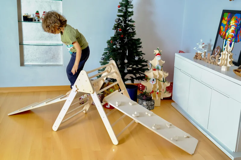 Kidoppo Montessori Climbing Set | Montessori Medium Triangle - Arch - Ramp - Pillow Wooden Set |  Climbing Set