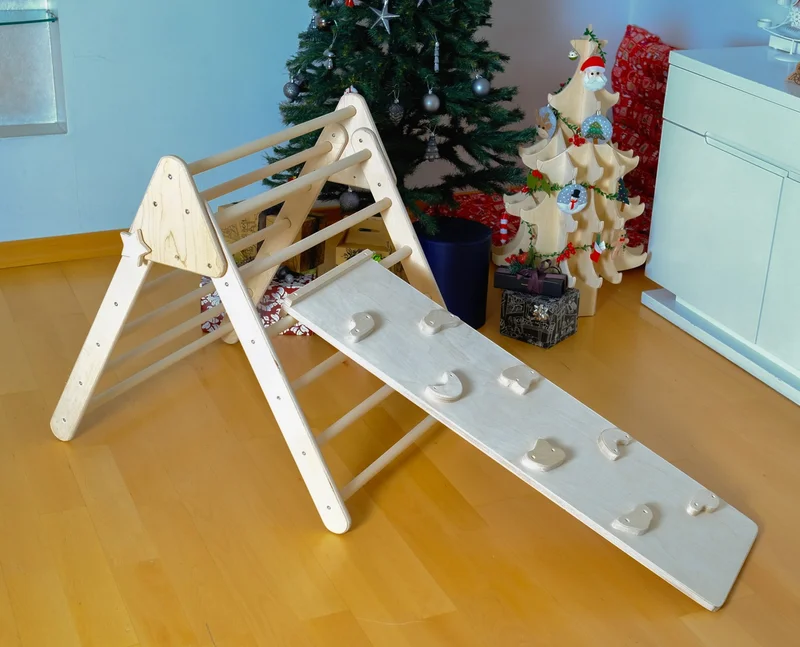Kidoppo Montessori Climbing Set | Montessori Medium Triangle - Arch - Ramp - Pillow Wooden Set |  Climbing Set