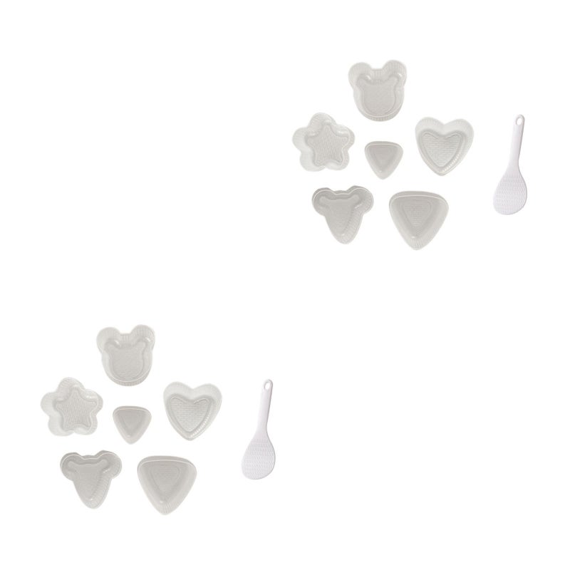 2 Sets Onigiri Making Molds Simple DIY Rice Making Tools with Spoon Mixed Type - Image 1