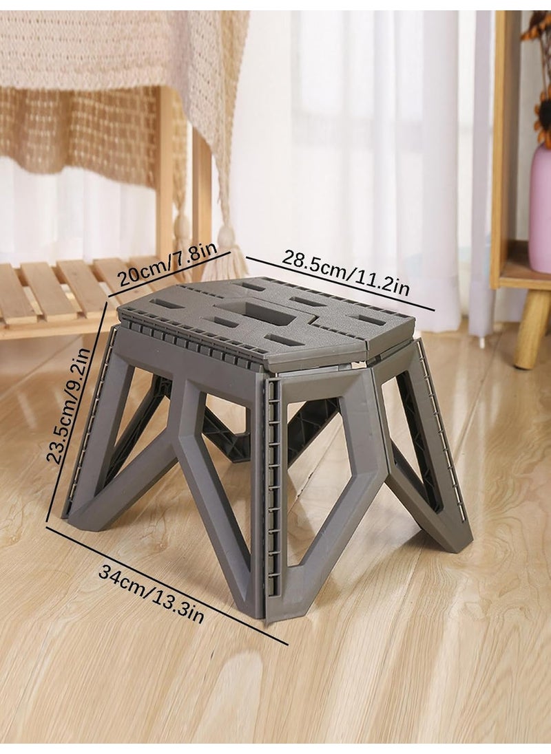 GION GION Portable Outdoor Folding Stool Camping Fishing Stool Plastic Geometric Design Anti Skid Stepping Stool Home Travel Camping Use Stool for Indoor Outdoor 1Pcs  - Image 2