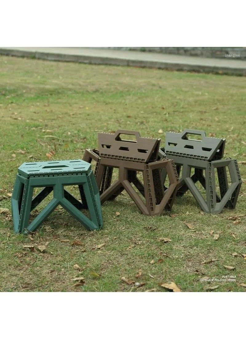 GION GION Portable Outdoor Folding Stool Camping Fishing Stool Plastic Geometric Design Anti Skid Stepping Stool Home Travel Camping Use Stool for Indoor Outdoor 1Pcs  - Image 5