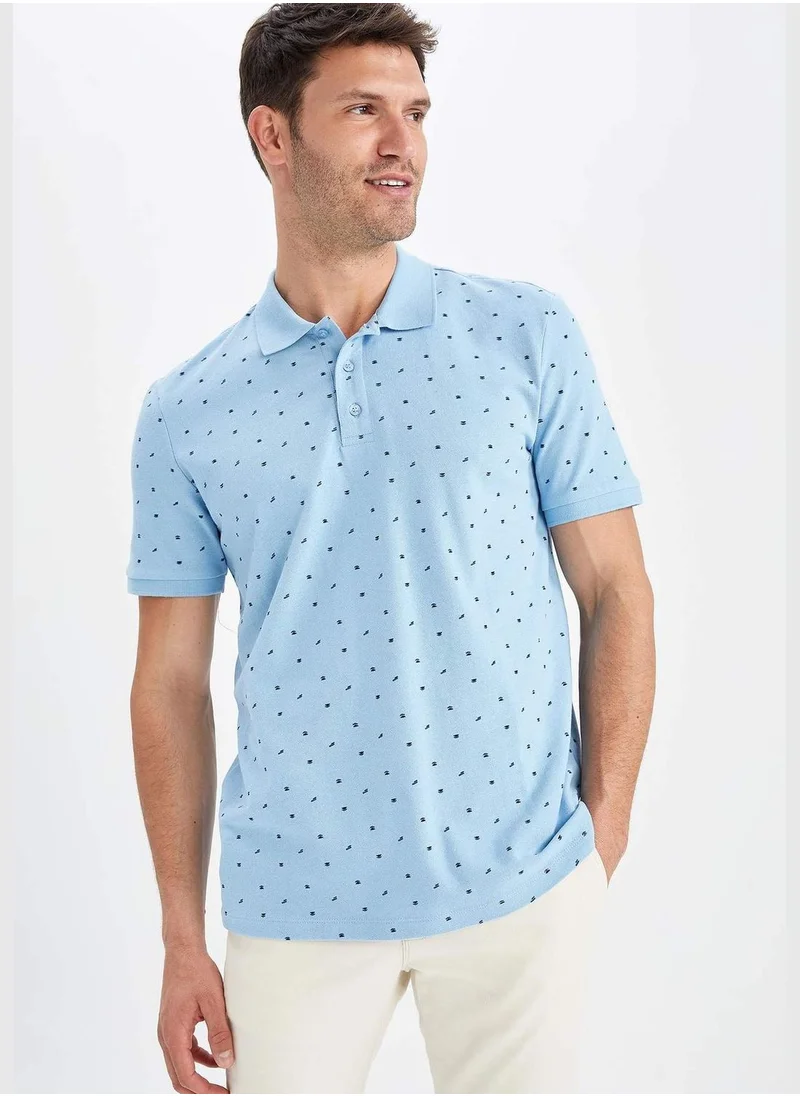 ديفاكتو Regular Fit Short Sleeve Polka Dot Print T-Shirt