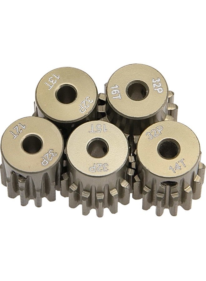 Share Goo 7075 Aluminum Alloy 32DP 3.175mm Pinion Gear Sets 12T 13T 14T 15T 16T Motor Gears Fit 3.175mm (1/8-Inch) Shaft Compatible with HPI Losi Axial Traxxas Tamiya 1/10 RC Car,5Pack - Image 2