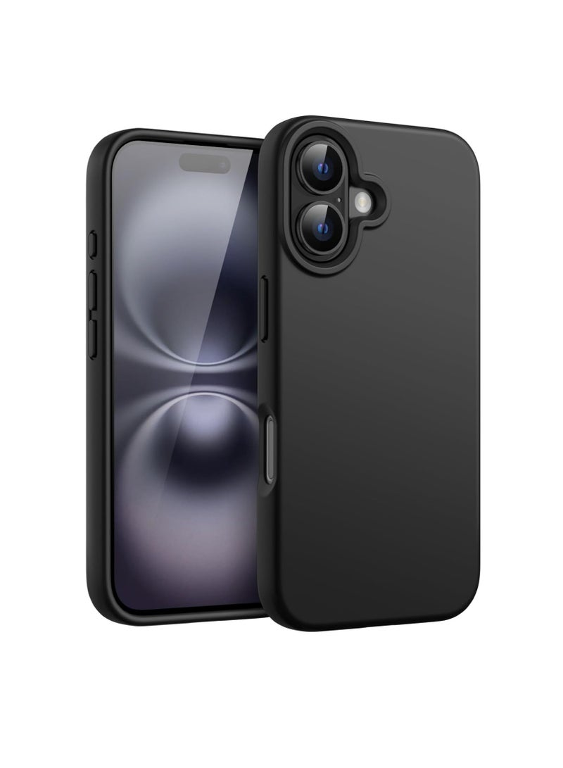 LEDIN Silicone Case for iPhone 16 6.1-Inch, Silky Soft Touch Full-Body Protective Phone Case, Anti-Scratch Shockproof Cover with Microfiber Lining (Black) - Image 1