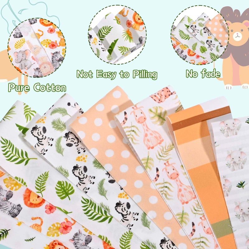 Bolsome 40Pcs Woodland Fabric Strips Wooland Animals Eucalyptus Leaves Printed Cotton Fabric for Baby Shower for Quilting Crafting Precut Patchwork for Sewing DIY Crafts Decor - Image 3
