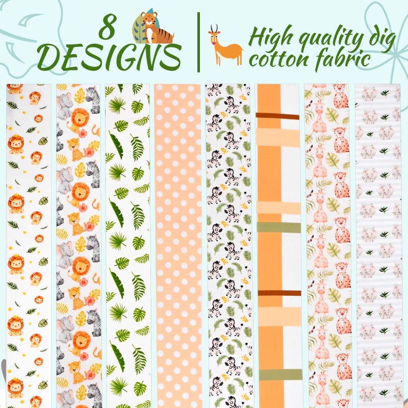 Bolsome 40Pcs Woodland Fabric Strips Wooland Animals Eucalyptus Leaves Printed Cotton Fabric for Baby Shower for Quilting Crafting Precut Patchwork for Sewing DIY Crafts Decor - Image 4