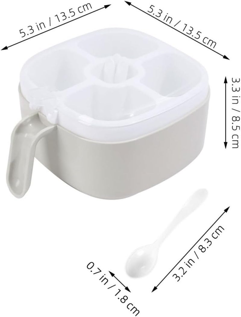 VOSAREA Multipurpose Plastic Seasoning Container with Multiple Compartments, Macaron Rice Color Spice Box for Kitchen Countertop, Household Salt Sugar Pepper Organizer - Image 2
