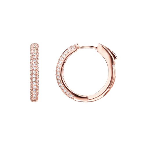 PAVOI 14K Gold Plated 925 Sterling Silver Cubic Zirconia Hoop Earrings | 20 Millimiters Rose Gold Hoops Earring - Image 1