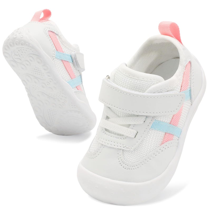 Scurtain Baby Boy Girl Non Slip Walking Shoes Toddler Breathable Barefoot Summer Spring Sock Shoes Hard Bottom Indoor Outdoor Rubber Sneakers White Sandals Size 18-24 Months - Image 1