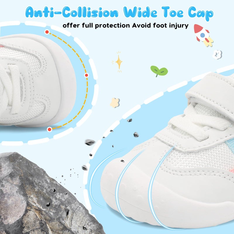 Scurtain Baby Boy Girl Non Slip Walking Shoes Toddler Breathable Barefoot Summer Spring Sock Shoes Hard Bottom Indoor Outdoor Rubber Sneakers White Sandals Size 18-24 Months - Image 3