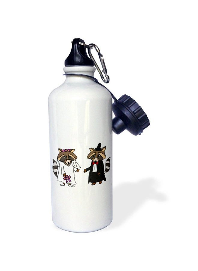 3DROSE wb_201777_1 Funny Raccoon Bride and Groom Wedding Cartoon - Sports Water Bottle, 21oz - Image 2
