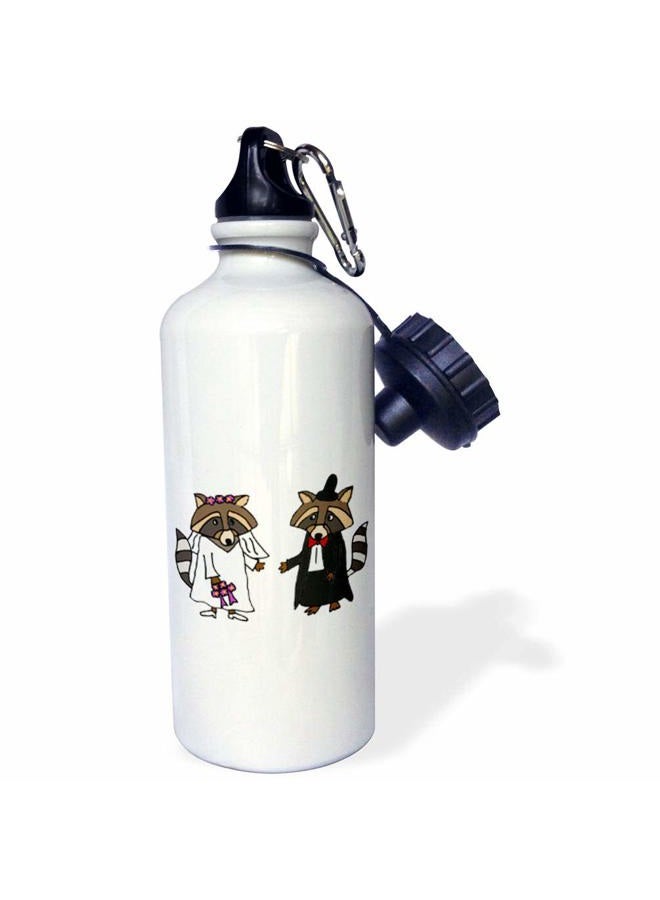 3DROSE wb_201777_1 Funny Raccoon Bride and Groom Wedding Cartoon - Sports Water Bottle, 21oz - Image 1