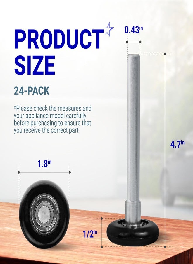 BlueStars 24-Pack 1.8" Nylon Garage Door Rollers with 4.7" Stem - 6200ZZ Sealed Bearing 8 Balls Design - Quiet and Durable Replacement for Standard 2" Track Garage Doors (Black) - Image 2