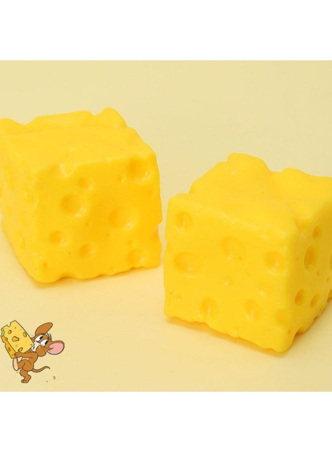 【2 PCS】Cheese Squishy Big Giant Square Cheese Squishy Toy, Realistic Food Cube, Slow Rebound Stress Relief Ball, Super Stress-Relief Cheese Toy - Image 2