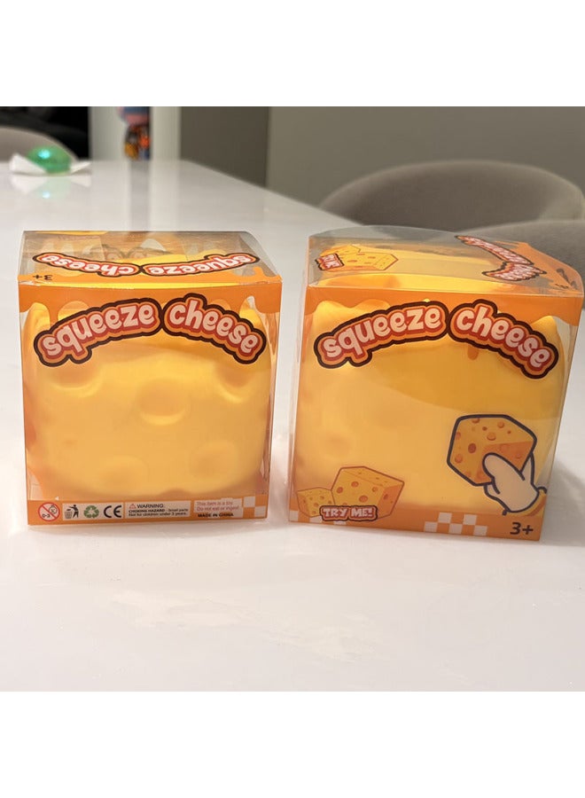 【2 PCS】Cheese Squishy Big Giant Square Cheese Squishy Toy, Realistic Food Cube, Slow Rebound Stress Relief Ball, Super Stress-Relief Cheese Toy - Image 1