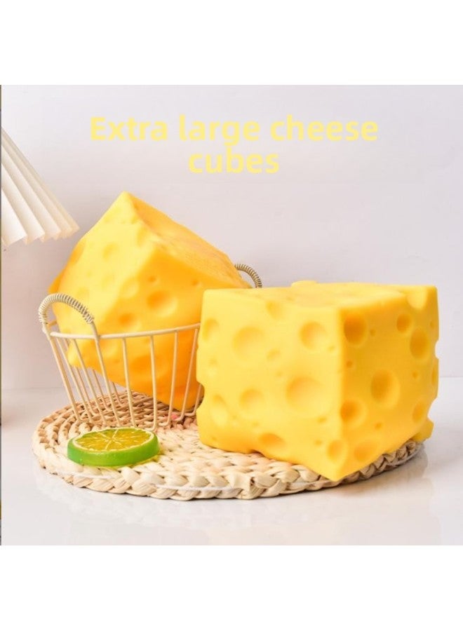 【2 PCS】Cheese Squishy Big Giant Square Cheese Squishy Toy, Realistic Food Cube, Slow Rebound Stress Relief Ball, Super Stress-Relief Cheese Toy - Image 4