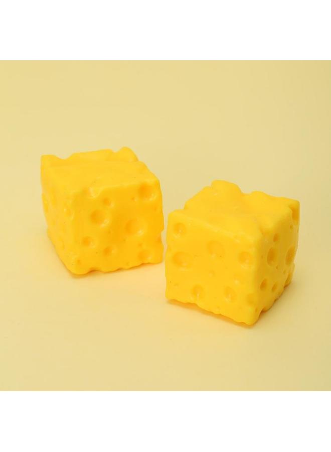 【2 PCS】Cheese Squishy Big Giant Square Cheese Squishy Toy, Realistic Food Cube, Slow Rebound Stress Relief Ball, Super Stress-Relief Cheese Toy - Image 3