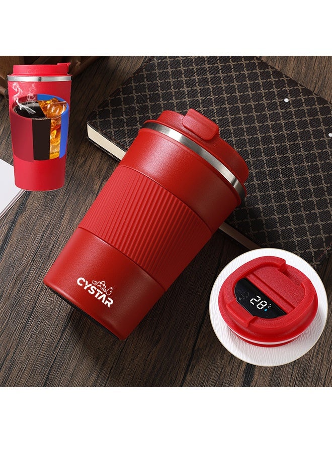 سيستار كوب القهوة السفر 510ML / 17oz مع عرض درجة الحرارة LED الفولاذ المقاوم للصدأ الفراغ الجليد والمشروبات الساخنة معزولة الكأس للمكتب المنزلي أعمال في الهواء الطلق السيارة الأحمر - Image 1