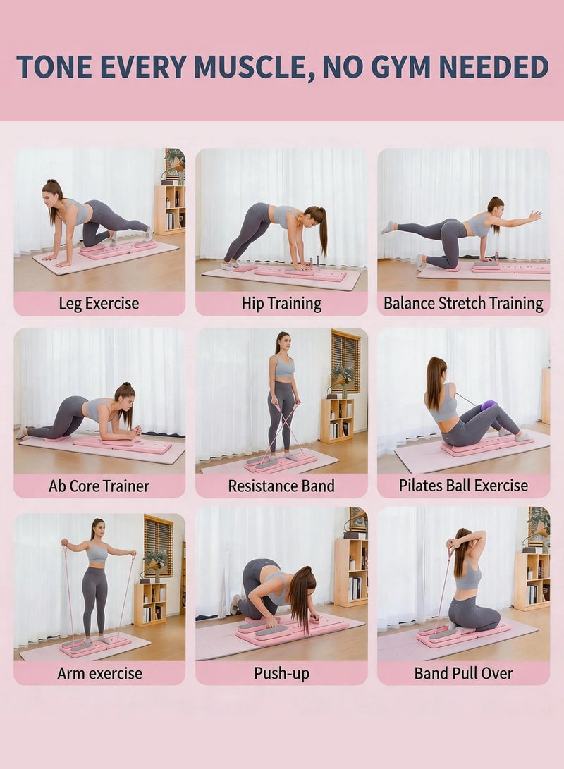 Jourvent Abdominal Board,Pilates Reformer Set,Multi-Purpose Foldable Pilates Reformer Board,High Strength Pilates Equipment Portable Fitness Board For Home Women Men - Image 2