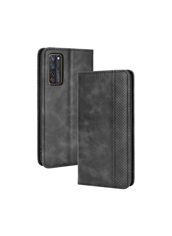 HuHa Case Cover For ZTE Axon 20 5G / Axon 20 4G Magnetic Buckle Retro Crazy Horse Texture Horizontal Flip Leather Case with Holder & Card Slots & Photo Frame(Black) 