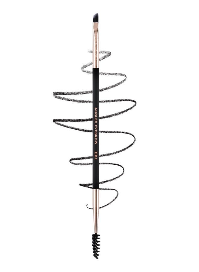 Profusion Cosmetics Professional Dual-Ended Spoolie Angled Eye Brow Brush for Precision Application and Blending of Eye Brow Powders Waxes and Gels Black - Image 1