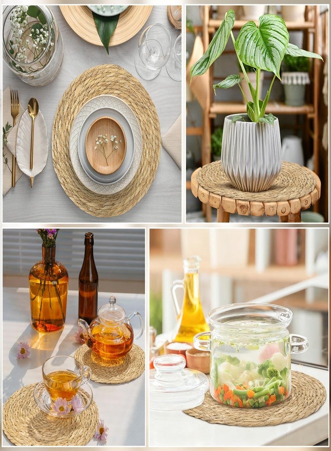 Elcoho 20 Pieces Round Woven Placemats 12 Inch Boho Rattan Placemats Farmhouse Braided Place Mats Woven Plate Chargers Rustic Wicker Table Mats for Dining Table - Image 5