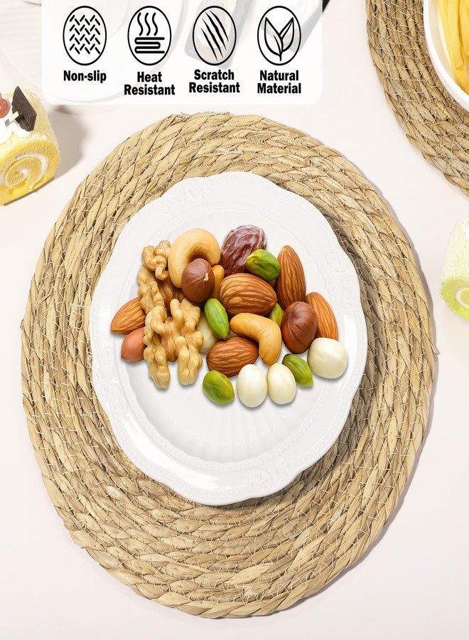 Elcoho 20 Pieces Round Woven Placemats 12 Inch Boho Rattan Placemats Farmhouse Braided Place Mats Woven Plate Chargers Rustic Wicker Table Mats for Dining Table - Image 3