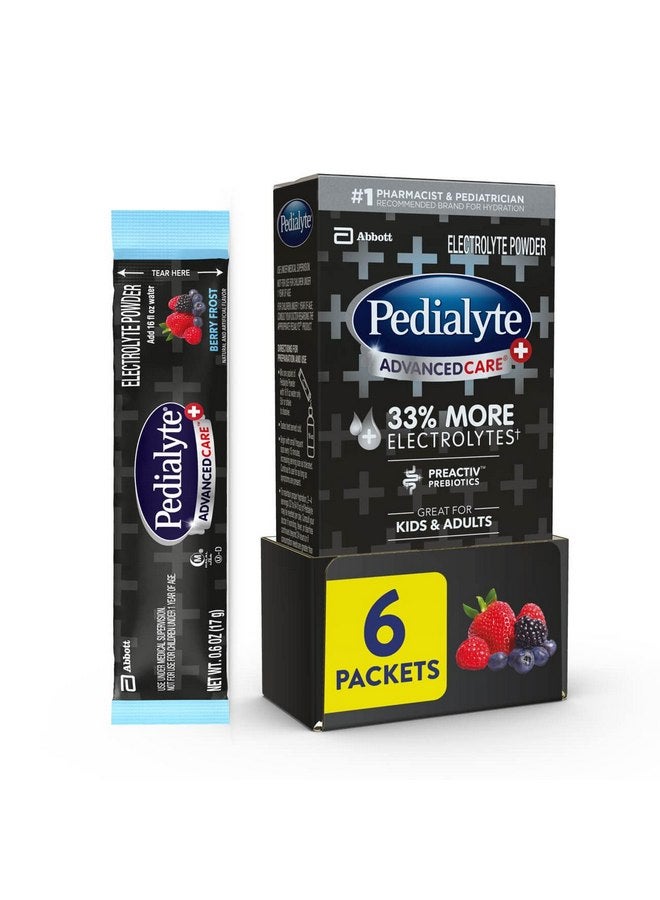 بيدياليت مسحوق الإلكتروليت Pedialyte AdvancedCare Plus، مع 33% المزيد من الإلكتروليتات والبريبايوتيك PreActive، بيري فروست، عبوات مسحوق مشروب الإلكتروليت، 0.6 أونصة، 6 عبوات - Image 1